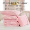 imageAndency Fluffy Queen Comforter Set Super Soft White Comforters Queen Size Winter Warm Fleece Faux Fur Bedding Set Luxury Plush Fuzzy Bed Set 3 Pieces 1 Shaggy Comforter 2 PillowcasesPink