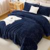 imageAndency Fluffy Queen Comforter Set Super Soft White Comforters Queen Size Winter Warm Fleece Faux Fur Bedding Set Luxury Plush Fuzzy Bed Set 3 Pieces 1 Shaggy Comforter 2 PillowcasesNavy Blue