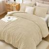 imageAndency Fluffy Queen Comforter Set Super Soft White Comforters Queen Size Winter Warm Fleece Faux Fur Bedding Set Luxury Plush Fuzzy Bed Set 3 Pieces 1 Shaggy Comforter 2 PillowcasesBeige