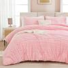 imageAndency Fluffy Queen Comforter Set Super Soft White Comforters Queen Size Winter Warm Fleece Faux Fur Bedding Set Luxury Plush Fuzzy Bed Set 3 Pieces 1 Shaggy Comforter 2 PillowcasesPink