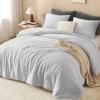 imageAndency Fluffy Queen Comforter Set Super Soft White Comforters Queen Size Winter Warm Fleece Faux Fur Bedding Set Luxury Plush Fuzzy Bed Set 3 Pieces 1 Shaggy Comforter 2 PillowcasesLight Grey