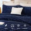 imageAndency Fluffy Queen Comforter Set Super Soft White Comforters Queen Size Winter Warm Fleece Faux Fur Bedding Set Luxury Plush Fuzzy Bed Set 3 Pieces 1 Shaggy Comforter 2 PillowcasesNavy Blue