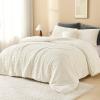 imageAndency Fluffy Queen Comforter Set Super Soft White Comforters Queen Size Winter Warm Fleece Faux Fur Bedding Set Luxury Plush Fuzzy Bed Set 3 Pieces 1 Shaggy Comforter 2 PillowcasesCream