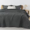 imageAndency Green King Size Quilt Bedding Set 106x96 Inch 3 Pieces Soft Lightweight Bedspread Coverlet Boho Summer Quilt King Size for All Season1 Quilt 2 Pillow ShamsDrak Grey