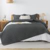 imageAndency Green King Size Quilt Bedding Set 106x96 Inch 3 Pieces Soft Lightweight Bedspread Coverlet Boho Summer Quilt King Size for All Season1 Quilt 2 Pillow ShamsDrak Grey