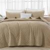 imageAndency Green King Size Quilt Bedding Set 106x96 Inch 3 Pieces Soft Lightweight Bedspread Coverlet Boho Summer Quilt King Size for All Season1 Quilt 2 Pillow ShamsBeige