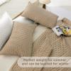 imageAndency Green King Size Quilt Bedding Set 106x96 Inch 3 Pieces Soft Lightweight Bedspread Coverlet Boho Summer Quilt King Size for All Season1 Quilt 2 Pillow ShamsBeige