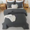 imageAndency Green King Size Quilt Bedding Set 106x96 Inch 3 Pieces Soft Lightweight Bedspread Coverlet Boho Summer Quilt King Size for All Season1 Quilt 2 Pillow ShamsDrak Grey