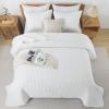 imageAndency Green King Size Quilt Bedding Set 106x96 Inch 3 Pieces Soft Lightweight Bedspread Coverlet Boho Summer Quilt King Size for All Season1 Quilt 2 Pillow ShamsWhite