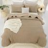imageAndency Green King Size Quilt Bedding Set 106x96 Inch 3 Pieces Soft Lightweight Bedspread Coverlet Boho Summer Quilt King Size for All Season1 Quilt 2 Pillow ShamsBeige