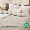 imageAndency Khaki Tufted Comforter Set Twin 2 Pieces1 Boho Comforter 1 Pillowcase Textured Farmhouse Bedding Set with Soft Microfiber Down Alternative Geometric Pattern04  Beige