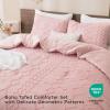 imageAndency Khaki Tufted Comforter Set Twin 2 Pieces1 Boho Comforter 1 Pillowcase Textured Farmhouse Bedding Set with Soft Microfiber Down Alternative Geometric Pattern13  Pink