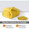 imageAndency Khaki Tufted Comforter Set Twin 2 Pieces1 Boho Comforter 1 Pillowcase Textured Farmhouse Bedding Set with Soft Microfiber Down Alternative Geometric PatternYellow