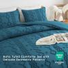 imageAndency Khaki Tufted Comforter Set Twin 2 Pieces1 Boho Comforter 1 Pillowcase Textured Farmhouse Bedding Set with Soft Microfiber Down Alternative Geometric Pattern07  Teal