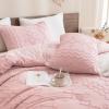 imageAndency Khaki Tufted Comforter Set Twin 2 Pieces1 Boho Comforter 1 Pillowcase Textured Farmhouse Bedding Set with Soft Microfiber Down Alternative Geometric Pattern13  Pink