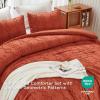 imageAndency Khaki Tufted Comforter Set Twin 2 Pieces1 Boho Comforter 1 Pillowcase Textured Farmhouse Bedding Set with Soft Microfiber Down Alternative Geometric Pattern09  Terracotta