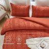 imageAndency Khaki Tufted Comforter Set Twin 2 Pieces1 Boho Comforter 1 Pillowcase Textured Farmhouse Bedding Set with Soft Microfiber Down Alternative Geometric Pattern09  Terracotta