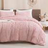 imageAndency Khaki Tufted Comforter Set Twin 2 Pieces1 Boho Comforter 1 Pillowcase Textured Farmhouse Bedding Set with Soft Microfiber Down Alternative Geometric Pattern13  Pink