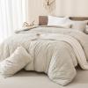 imageAndency Khaki Tufted Comforter Set Twin 2 Pieces1 Boho Comforter 1 Pillowcase Textured Farmhouse Bedding Set with Soft Microfiber Down Alternative Geometric Pattern04  Beige