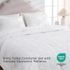 imageAndency Khaki Tufted Comforter Set Twin 2 Pieces1 Boho Comforter 1 Pillowcase Textured Farmhouse Bedding Set with Soft Microfiber Down Alternative Geometric Pattern16  White Floral