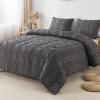 imageAndency Khaki Tufted Comforter Set Twin 2 Pieces1 Boho Comforter 1 Pillowcase Textured Farmhouse Bedding Set with Soft Microfiber Down Alternative Geometric Pattern11  Dark Gray