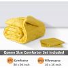 imageAndency Khaki Tufted Comforter Set Twin 2 Pieces1 Boho Comforter 1 Pillowcase Textured Farmhouse Bedding Set with Soft Microfiber Down Alternative Geometric PatternYellow
