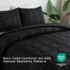imageAndency Khaki Tufted Comforter Set Twin 2 Pieces1 Boho Comforter 1 Pillowcase Textured Farmhouse Bedding Set with Soft Microfiber Down Alternative Geometric Pattern05  Black