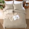imageAndency King Size Comforter Set  7 Pieces Bed in a Bag King Bedding Comforter Sets Oatmeal Winter Solid Soft Lightweight Comforter with Fitted Sheets Flat Sheets Pillowcases ampamp Shams12  Khaki