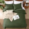 imageAndency King Size Comforter Set  7 Pieces Bed in a Bag King Bedding Comforter Sets Oatmeal Winter Solid Soft Lightweight Comforter with Fitted Sheets Flat Sheets Pillowcases ampamp Shams05  Olive Green
