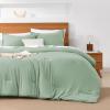 imageAndency King Size Comforter Set  7 Pieces Bed in a Bag King Bedding Comforter Sets Oatmeal Winter Solid Soft Lightweight Comforter with Fitted Sheets Flat Sheets Pillowcases ampamp Shams08  Sage Green
