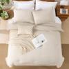 imageAndency King Size Comforter Set  7 Pieces Bed in a Bag King Bedding Comforter Sets Oatmeal Winter Solid Soft Lightweight Comforter with Fitted Sheets Flat Sheets Pillowcases ampamp Shams02  Beige