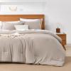 imageAndency King Size Comforter Set  7 Pieces Bed in a Bag King Bedding Comforter Sets Oatmeal Winter Solid Soft Lightweight Comforter with Fitted Sheets Flat Sheets Pillowcases ampamp Shams01  Oatmeal