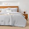 imageAndency King Size Comforter Set  7 Pieces Bed in a Bag King Bedding Comforter Sets Oatmeal Winter Solid Soft Lightweight Comforter with Fitted Sheets Flat Sheets Pillowcases ampamp Shams11  Light Grey