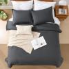 imageAndency King Size Comforter Set  7 Pieces Bed in a Bag King Bedding Comforter Sets Oatmeal Winter Solid Soft Lightweight Comforter with Fitted Sheets Flat Sheets Pillowcases ampamp Shams07  Dark Grey