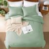 imageAndency King Size Comforter Set  7 Pieces Bed in a Bag King Bedding Comforter Sets Oatmeal Winter Solid Soft Lightweight Comforter with Fitted Sheets Flat Sheets Pillowcases ampamp Shams08  Sage Green