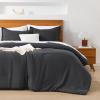 imageAndency King Size Comforter Set  7 Pieces Bed in a Bag King Bedding Comforter Sets Oatmeal Winter Solid Soft Lightweight Comforter with Fitted Sheets Flat Sheets Pillowcases ampamp Shams07  Dark Grey