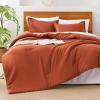 imageAndency King Size Comforter Set  7 Pieces Bed in a Bag King Bedding Comforter Sets Oatmeal Winter Solid Soft Lightweight Comforter with Fitted Sheets Flat Sheets Pillowcases ampamp Shams09  Burnt Orange