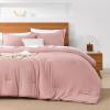 imageAndency King Size Comforter Set  7 Pieces Bed in a Bag King Bedding Comforter Sets Oatmeal Winter Solid Soft Lightweight Comforter with Fitted Sheets Flat Sheets Pillowcases ampamp Shams13  Pink