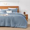 imageAndency King Size Comforter Set  7 Pieces Bed in a Bag King Bedding Comforter Sets Oatmeal Winter Solid Soft Lightweight Comforter with Fitted Sheets Flat Sheets Pillowcases ampamp Shams15  Grey Blue
