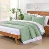 imageAndency King Size Comforter Set  7 Pieces Bed in a Bag King Bedding Comforter Sets Oatmeal Winter Solid Soft Lightweight Comforter with Fitted Sheets Flat Sheets Pillowcases ampamp Shams08  Sage Green