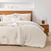 imageAndency King Size Comforter Set  7 Pieces Bed in a Bag King Bedding Comforter Sets Oatmeal Winter Solid Soft Lightweight Comforter with Fitted Sheets Flat Sheets Pillowcases ampamp Shams02  Beige