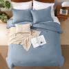 imageAndency King Size Comforter Set  7 Pieces Bed in a Bag King Bedding Comforter Sets Oatmeal Winter Solid Soft Lightweight Comforter with Fitted Sheets Flat Sheets Pillowcases ampamp Shams15  Grey Blue