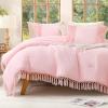 imageAndency King Size Comforter Set Beige 3 Pieces Boho Tassel Lightweight Soft Bedding Comforter Sets for King Bed All Season Fluffy Bed Set 104x90In Comforter ampamp 2 PillowcasesLight Pink