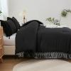 imageAndency King Size Comforter Set Beige 3 Pieces Boho Tassel Lightweight Soft Bedding Comforter Sets for King Bed All Season Fluffy Bed Set 104x90In Comforter ampamp 2 PillowcasesBlack