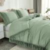 imageAndency King Size Comforter Set Beige 3 Pieces Boho Tassel Lightweight Soft Bedding Comforter Sets for King Bed All Season Fluffy Bed Set 104x90In Comforter ampamp 2 PillowcasesSage Green