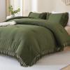 imageAndency King Size Comforter Set Beige 3 Pieces Boho Tassel Lightweight Soft Bedding Comforter Sets for King Bed All Season Fluffy Bed Set 104x90In Comforter ampamp 2 PillowcasesOlive Green
