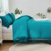 imageAndency King Size Comforter Set Beige 3 Pieces Boho Tassel Lightweight Soft Bedding Comforter Sets for King Bed All Season Fluffy Bed Set 104x90In Comforter ampamp 2 PillowcasesTurquoise