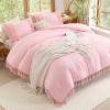 imageAndency King Size Comforter Set Beige 3 Pieces Boho Tassel Lightweight Soft Bedding Comforter Sets for King Bed All Season Fluffy Bed Set 104x90In Comforter ampamp 2 PillowcasesLight Pink