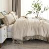 imageAndency King Size Comforter Set Beige 3 Pieces Boho Tassel Lightweight Soft Bedding Comforter Sets for King Bed All Season Fluffy Bed Set 104x90In Comforter ampamp 2 PillowcasesBeige