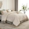 imageAndency King Size Comforter Set Beige 3 Pieces Boho Tassel Lightweight Soft Bedding Comforter Sets for King Bed All Season Fluffy Bed Set 104x90In Comforter ampamp 2 PillowcasesBeige